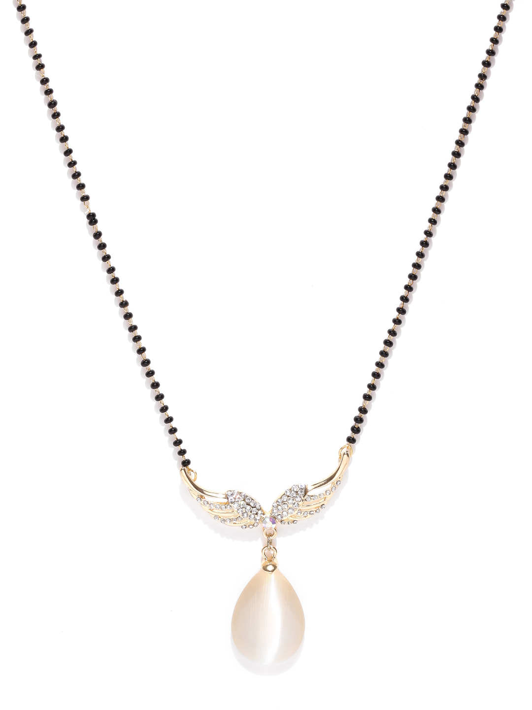 YouBella Gold-Toned  Black Stone-Studded Beaded Mangalsutra