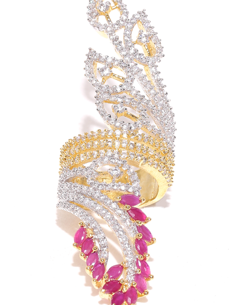 YouBella Silver  Gold-Toned Stone-Studded Ring