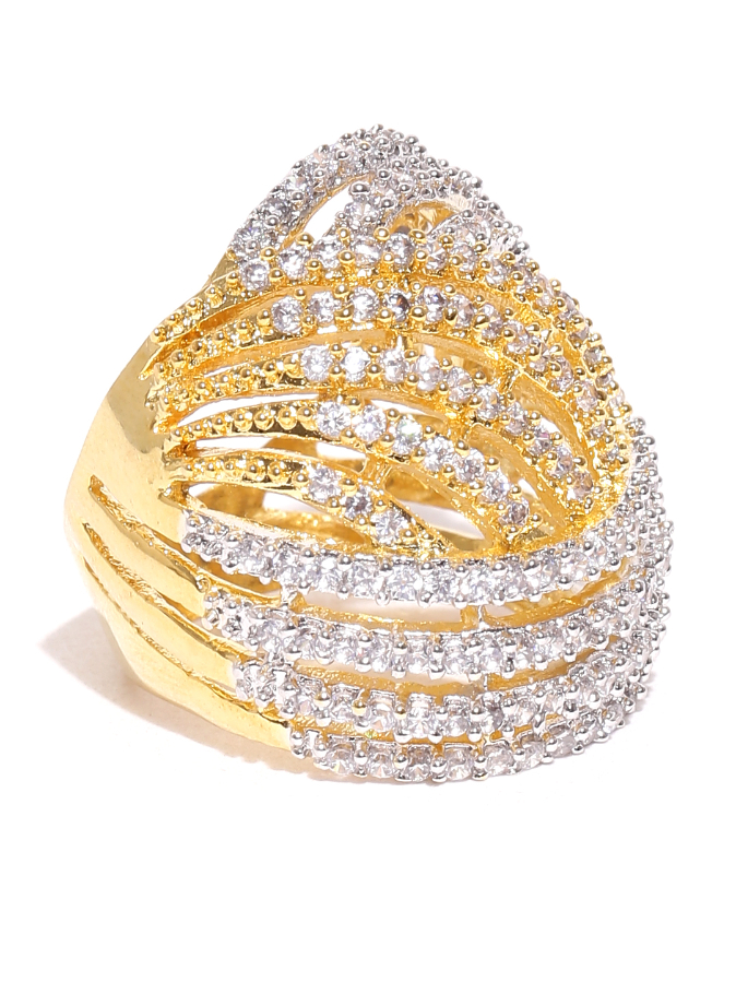 YouBella Gold  Silver-Toned Stone-Studded Ring