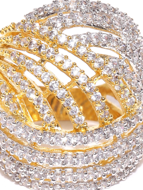 YouBella Gold  Silver-Toned Stone-Studded Ring