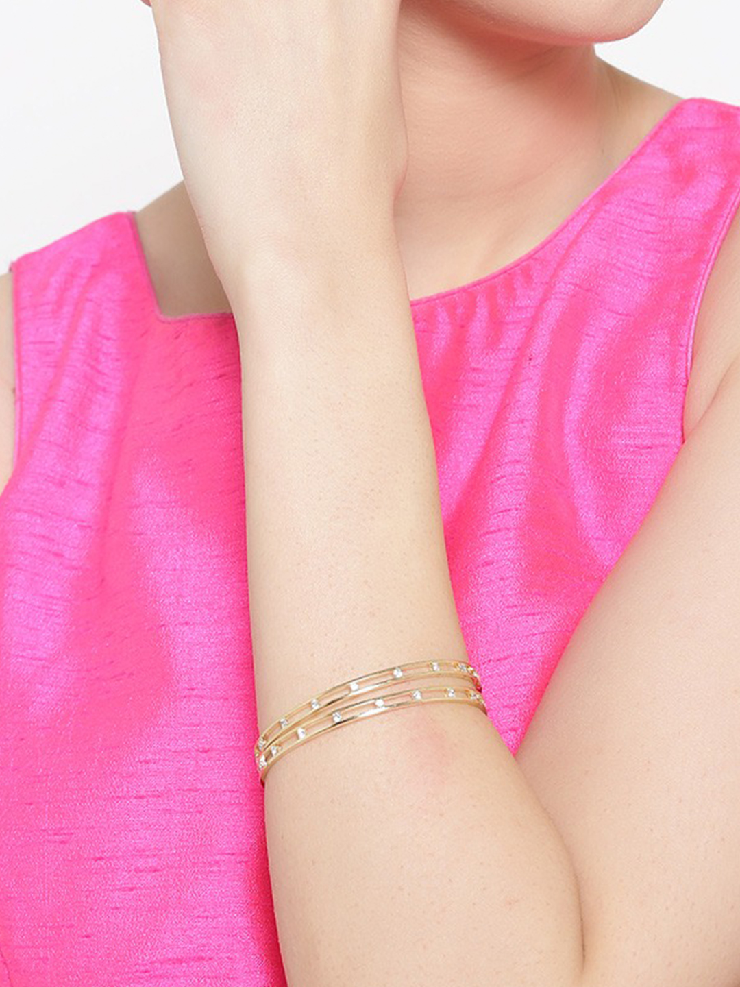 YouBella Set of 4 Gold-Toned Stone-Studded Bangles