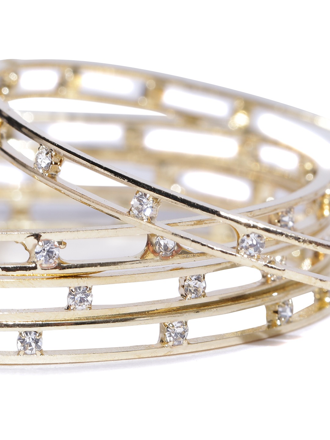 YouBella Set of 4 Gold-Toned Stone-Studded Bangles