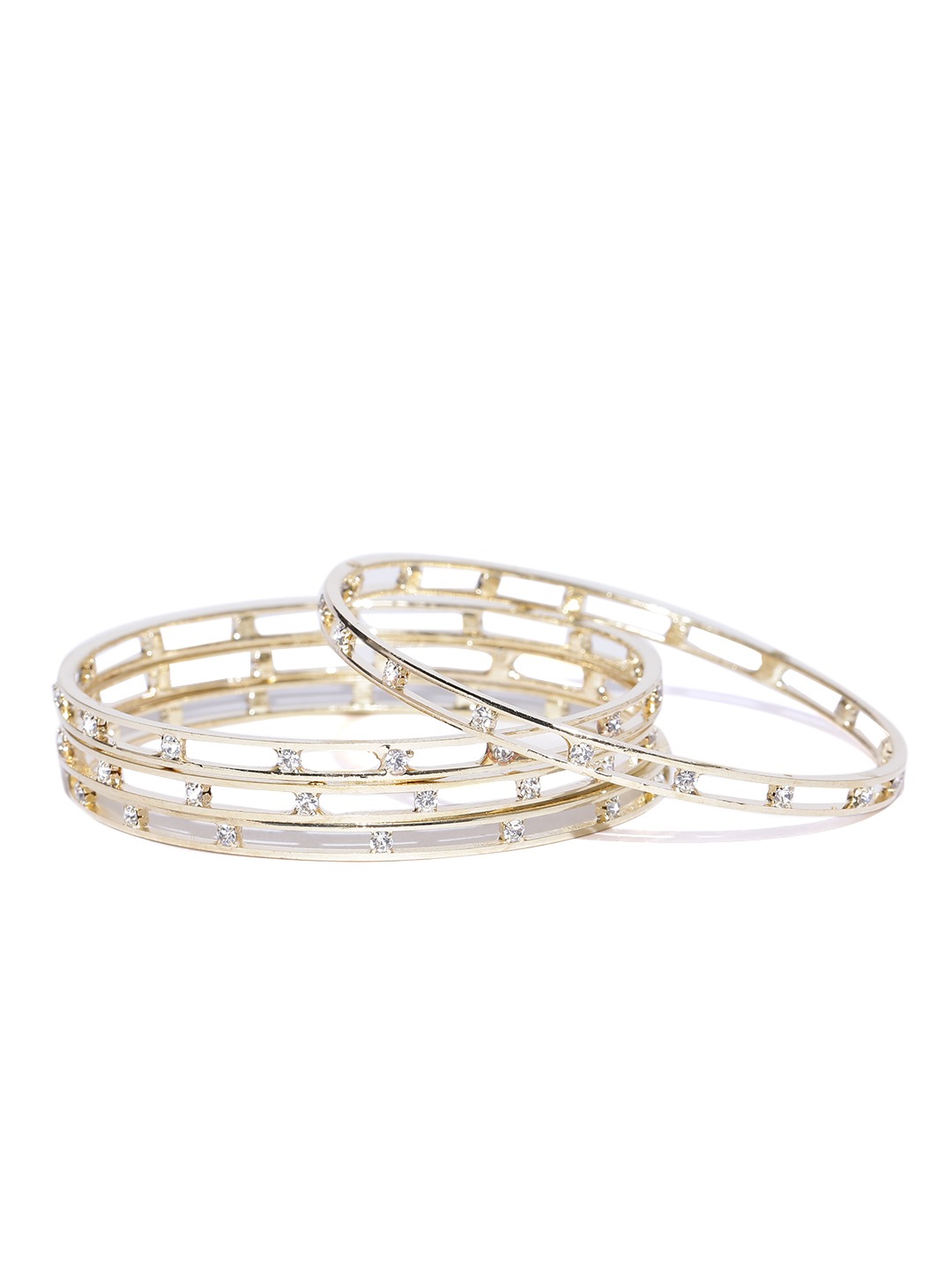 YouBella Set of 4 Gold-Toned Stone-Studded Bangles