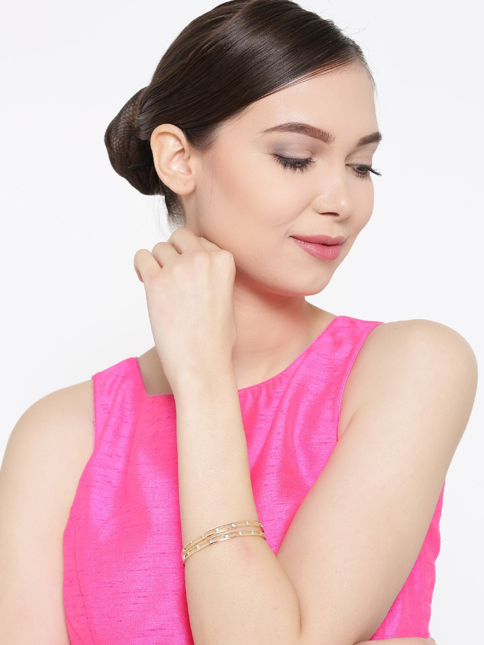 YouBella Set of 4 Gold-Toned Stone-Studded Bangles