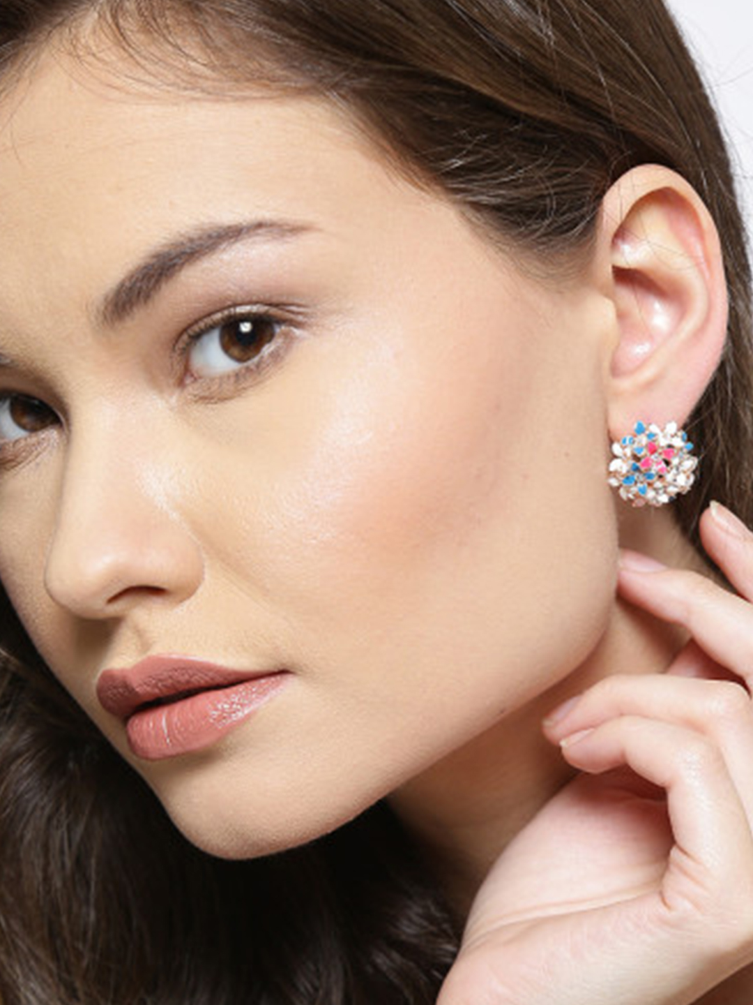 YouBella Set of 3 Gold-Plated Floral Stone Studs