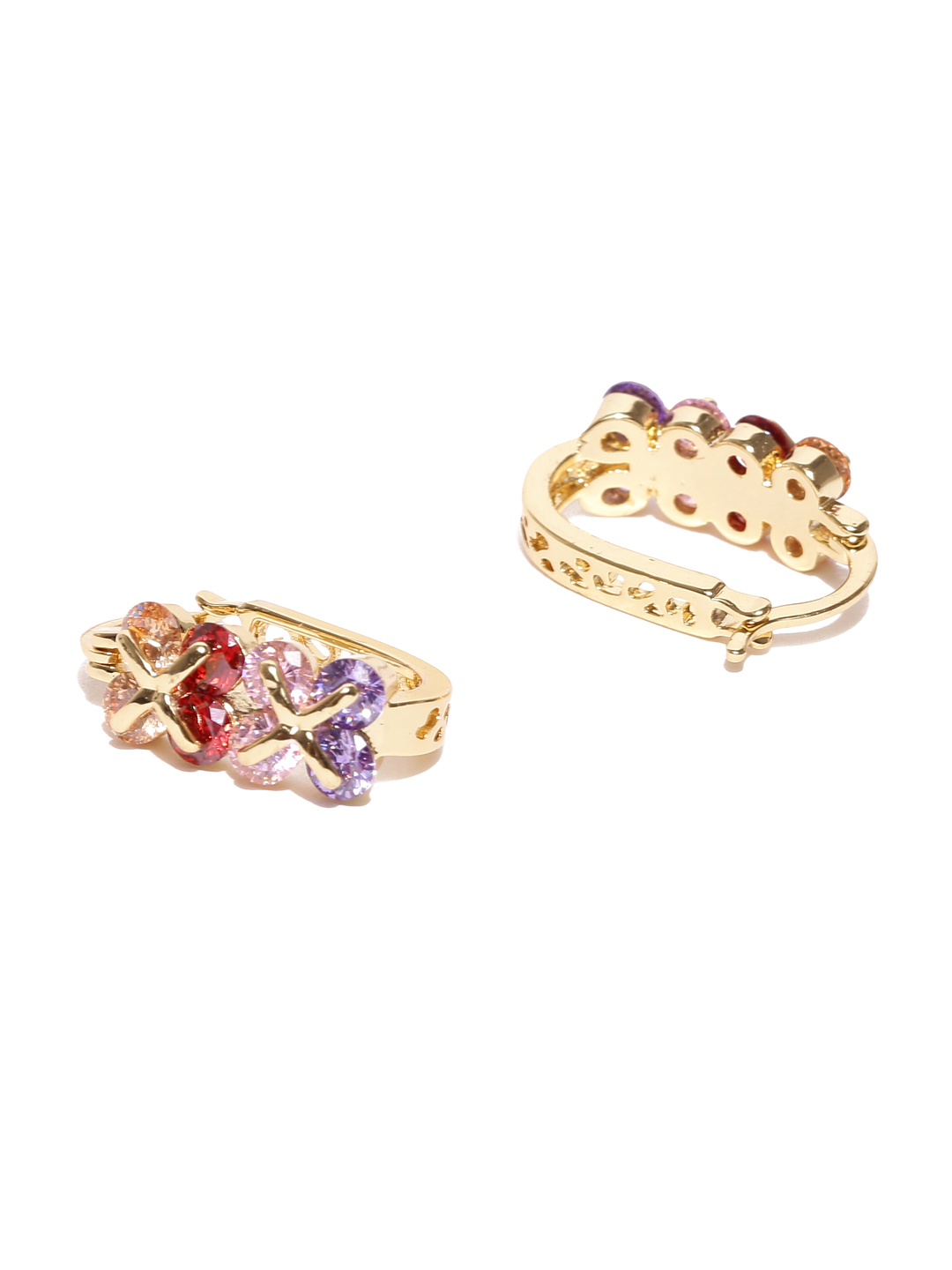 YouBella Red  Purple Gold-Plated Stone Stud Earrings