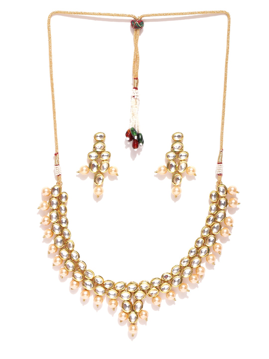 YouBella Gold-Toned  Off-White Kundan Stone-Studded Jewellery Set