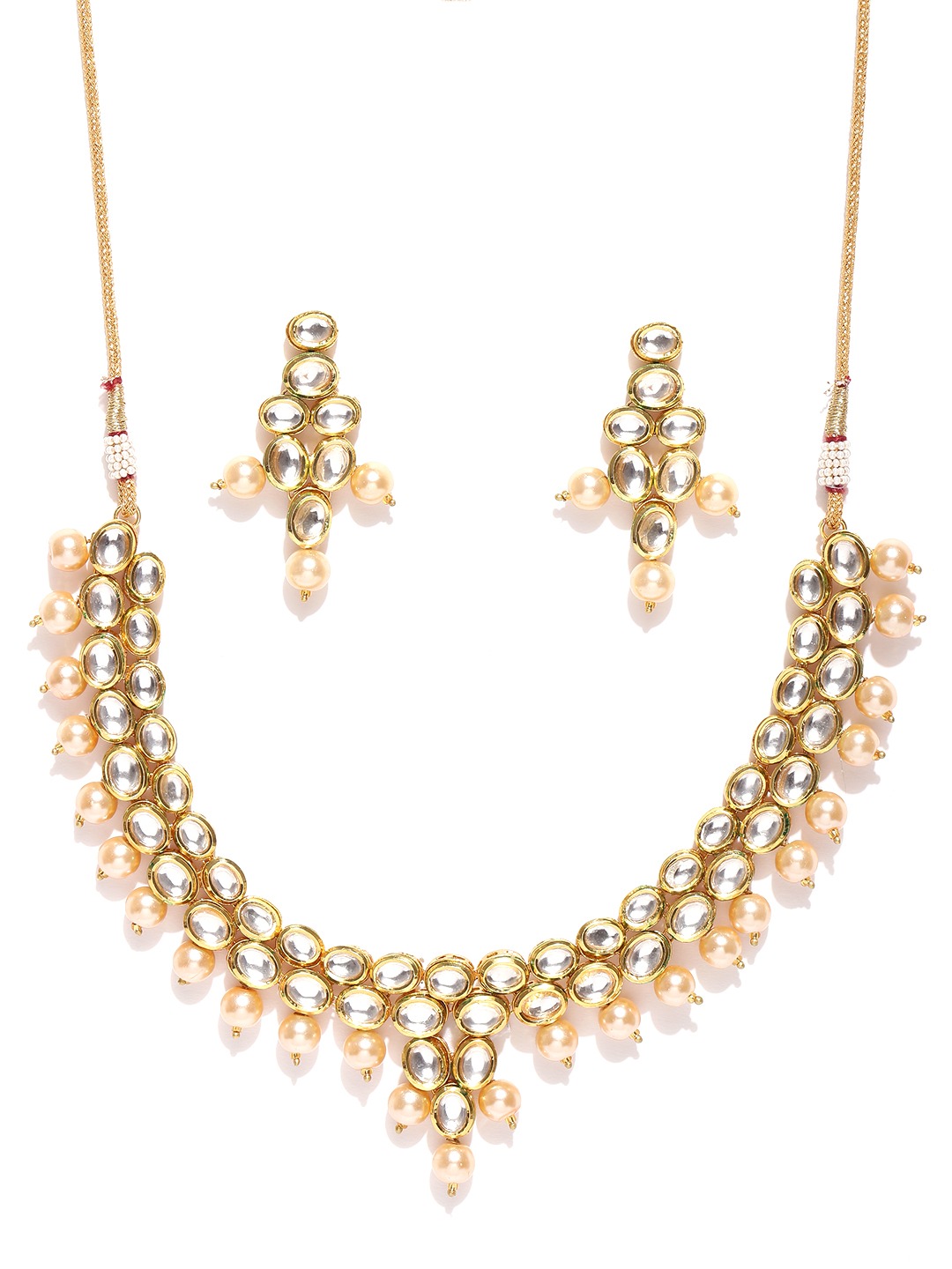 YouBella Gold-Toned  Off-White Kundan Stone-Studded Jewellery Set