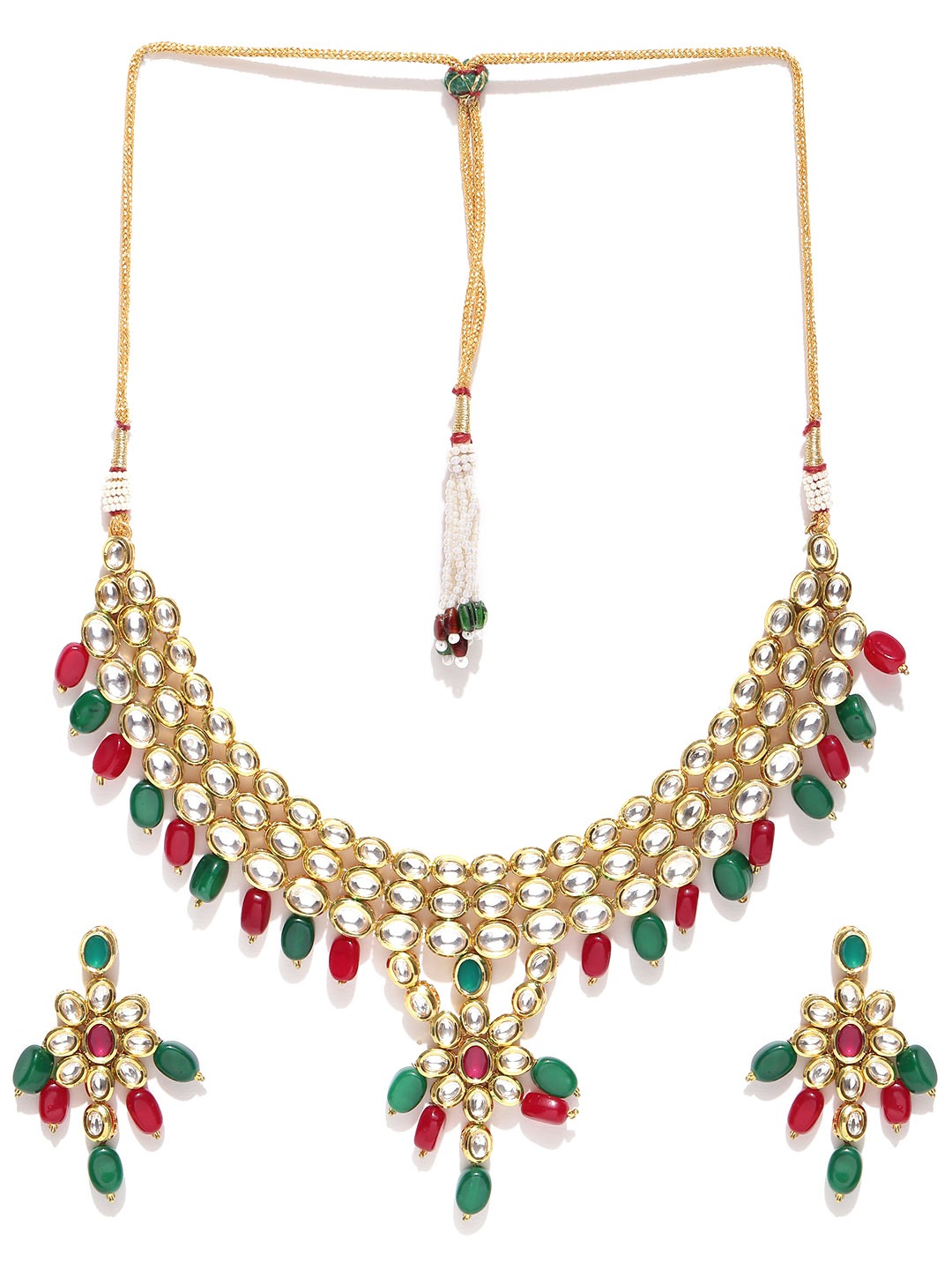 YouBella Gold-Toned  Pink Kundan Stone-Studded Jewellery Set