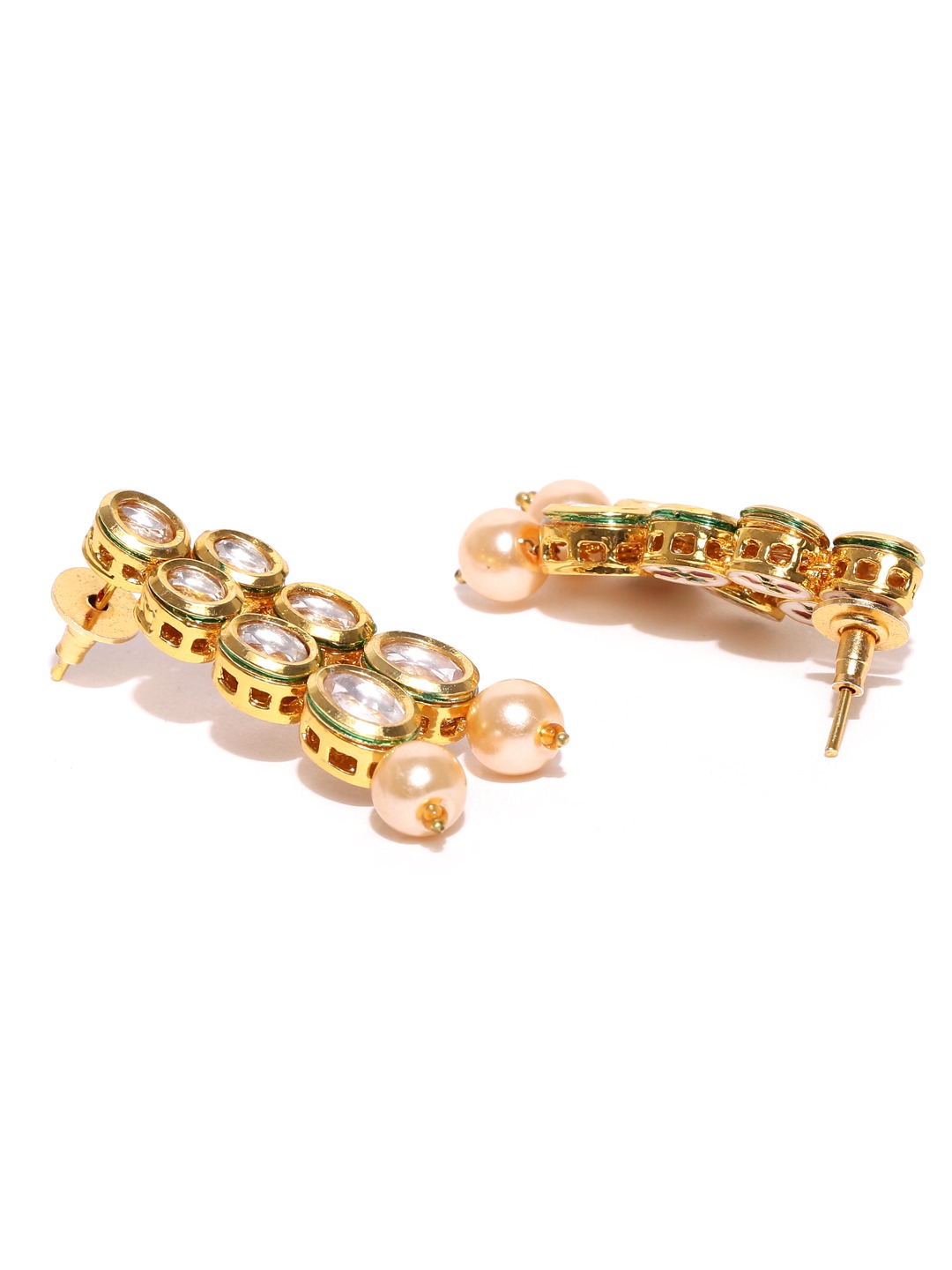 YouBella Gold-Toned  Off-White Kundan Stone-Studded Beaded Jewellery Set