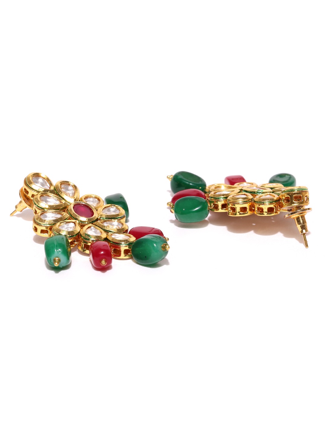 YouBella Gold-Toned  Green Kundan Stone-Studded Beaded Jewellery Set