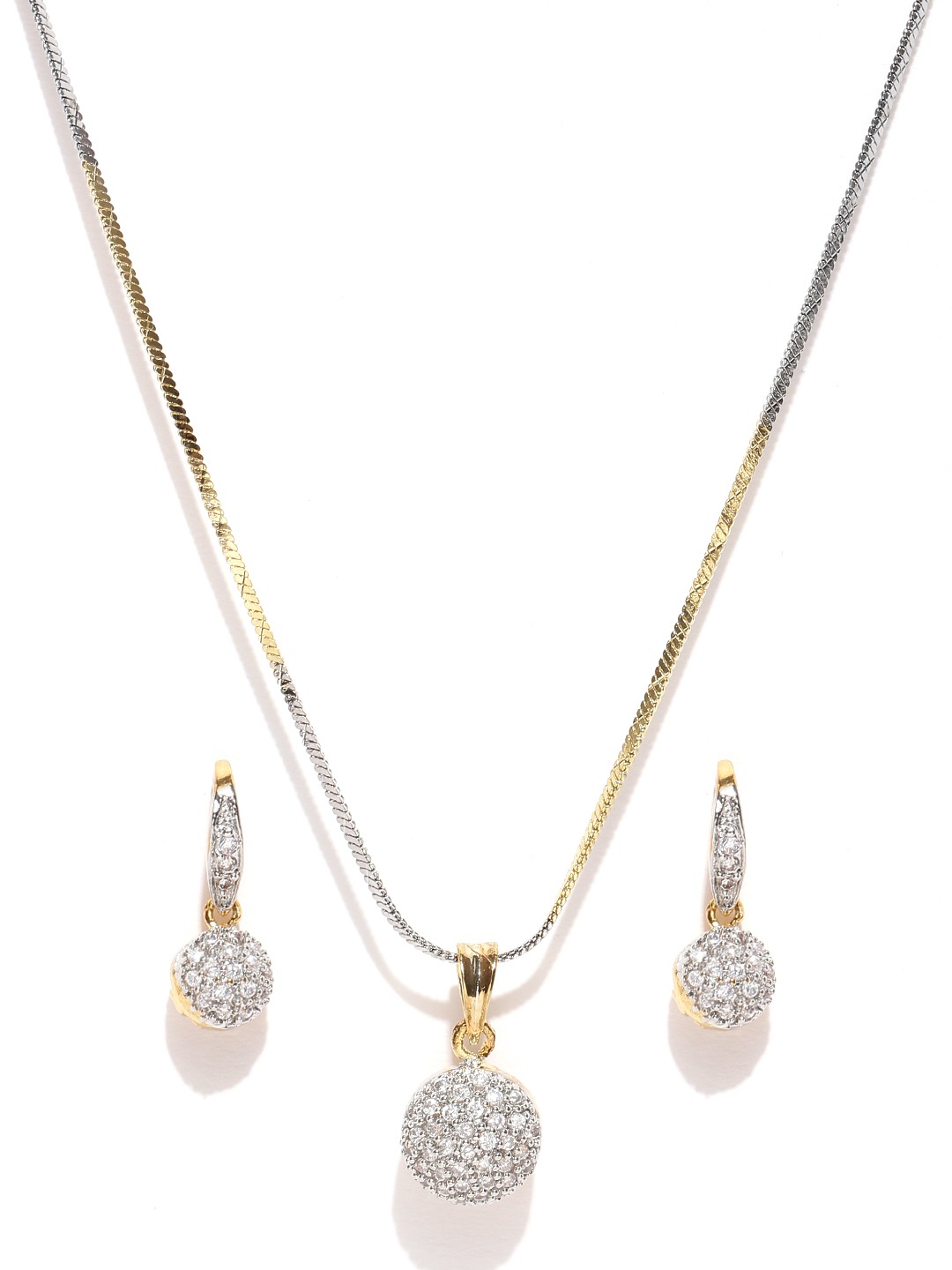 YouBella Gold  Silver-Toned Stone-Studded Jewellery Set