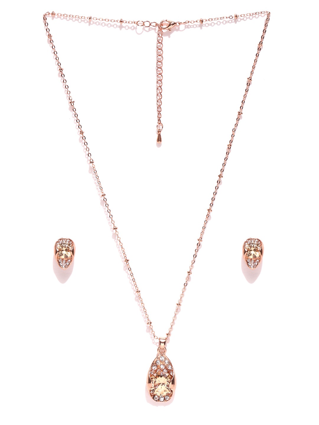 YouBella Rose Gold-Toned Stone-Studded Jewellery Set