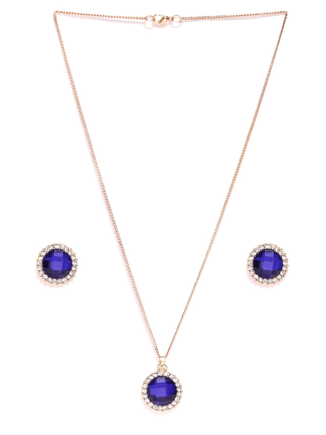 YouBella Gold-Toned  Blue Stone-Studded Jewellery Set