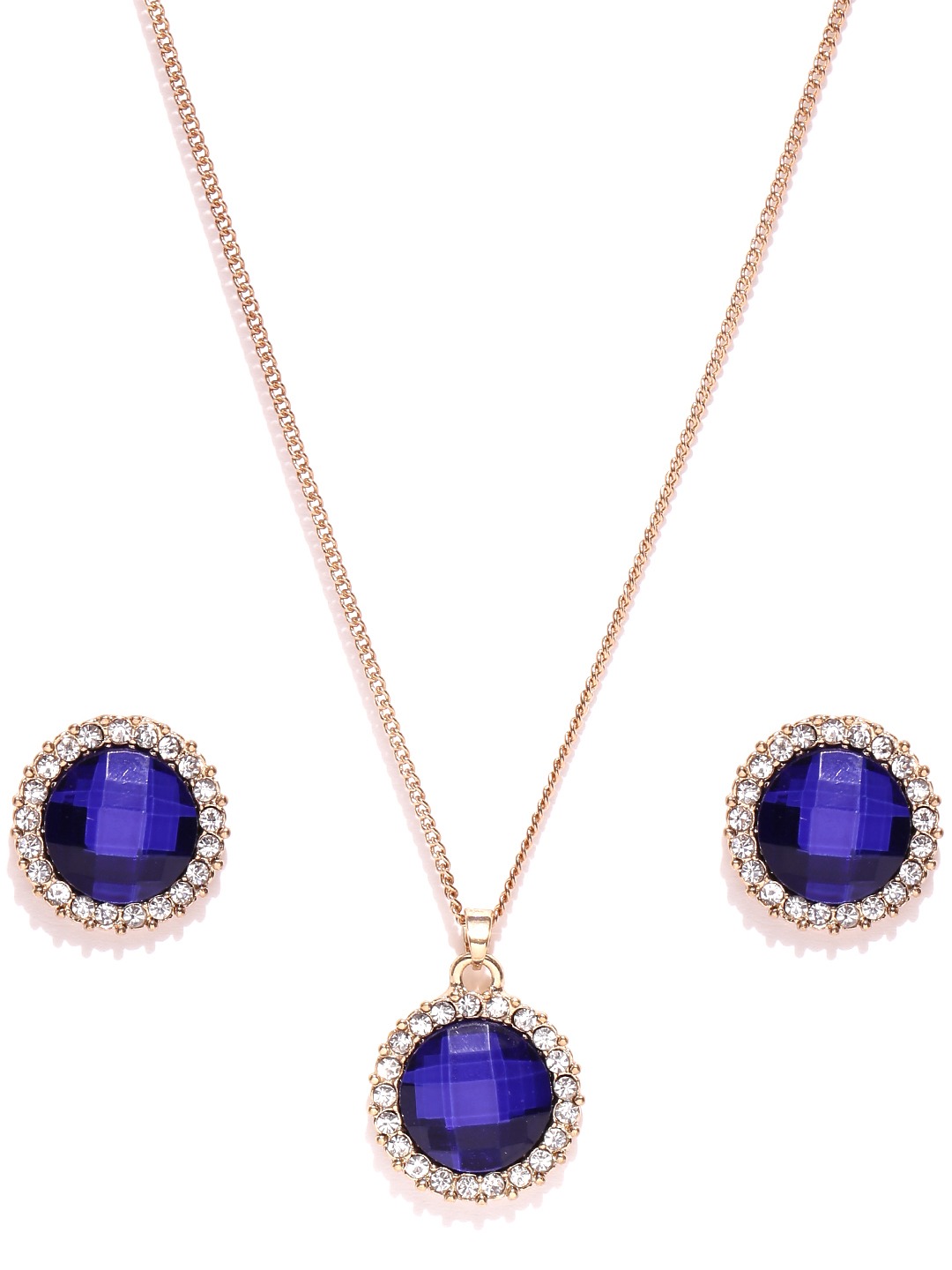 YouBella Gold-Toned  Blue Stone-Studded Jewellery Set