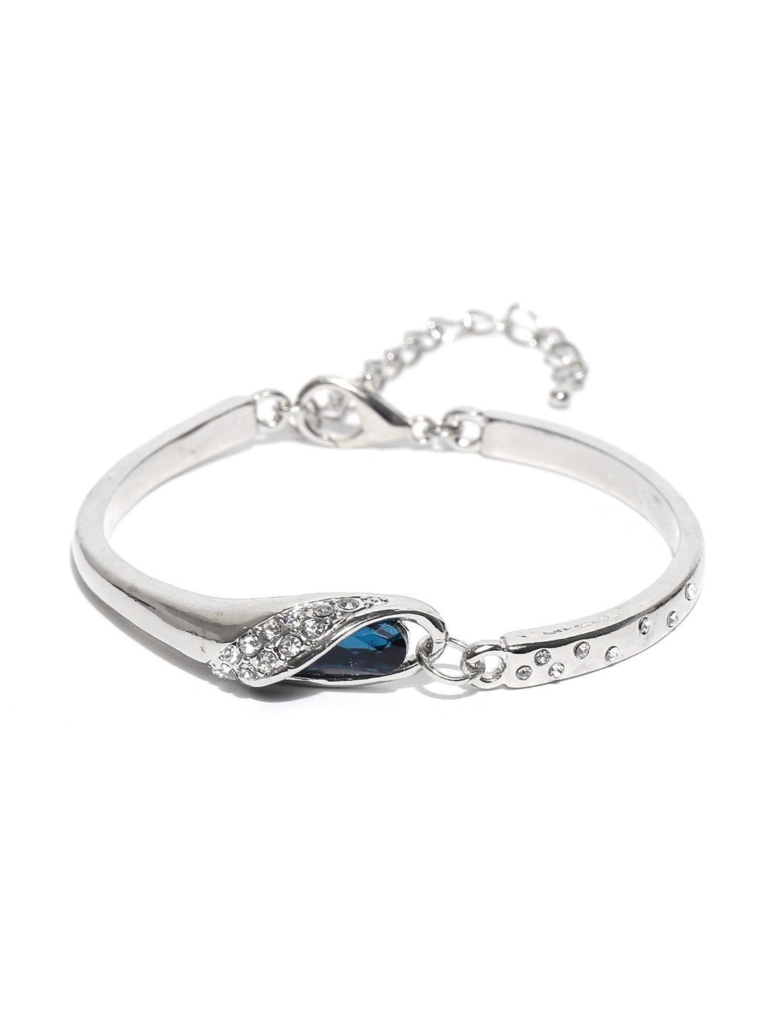 YouBella Women FashionsSilver-Toned & Blue Stone-Studded Jewellery Set