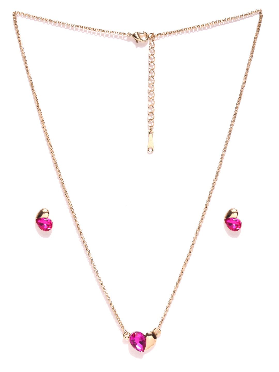 YouBella Gold-Toned  Pink Stone-Studded Jewellery Set