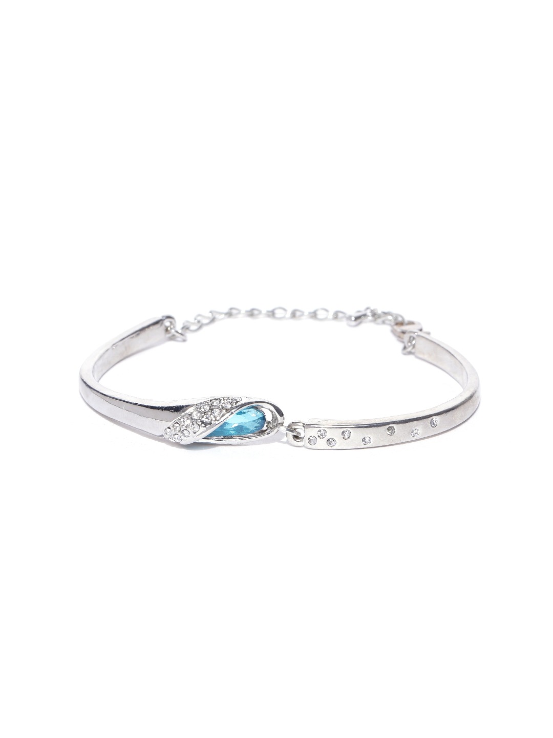 YouBella Silver-Toned  Blue Stone-Studded Jewellery Set
