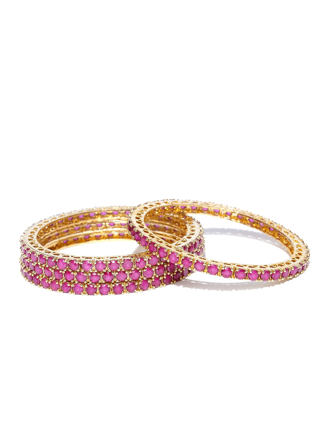 YouBella Set of 4 Pink  Gold-Toned Stone-Studded Bangles