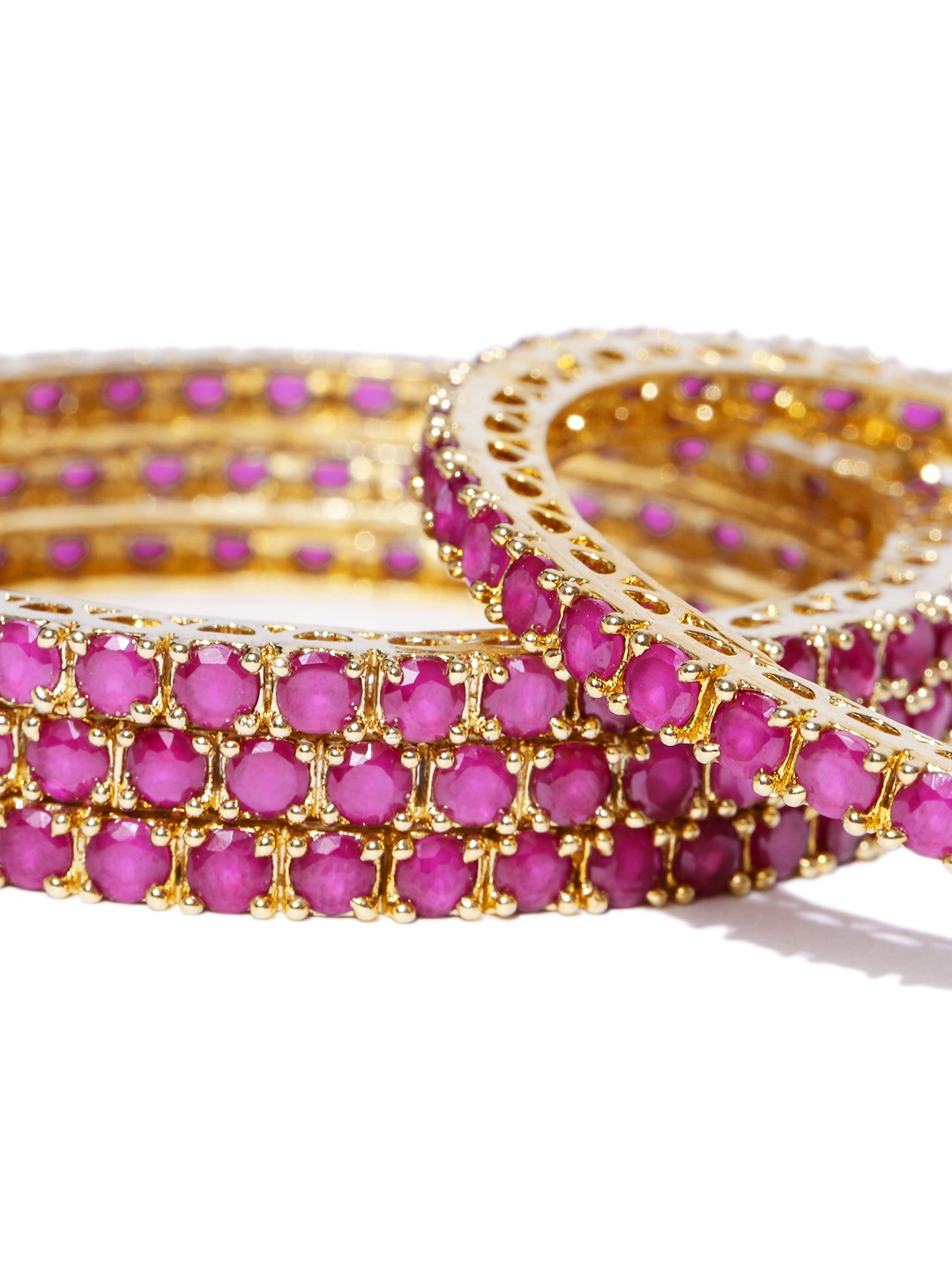 YouBella Set of 4 Pink  Gold-Toned Stone-Studded Bangles