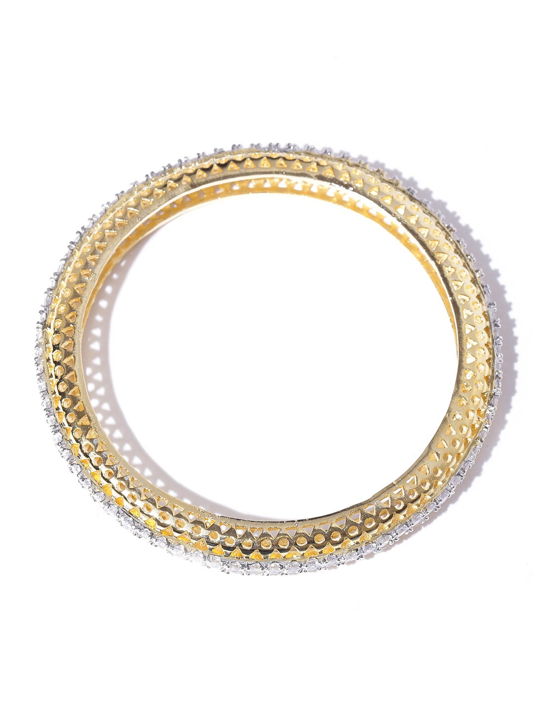 YouBella Set of 2 Silver  Gold-Toned Stone-Studded Bangles