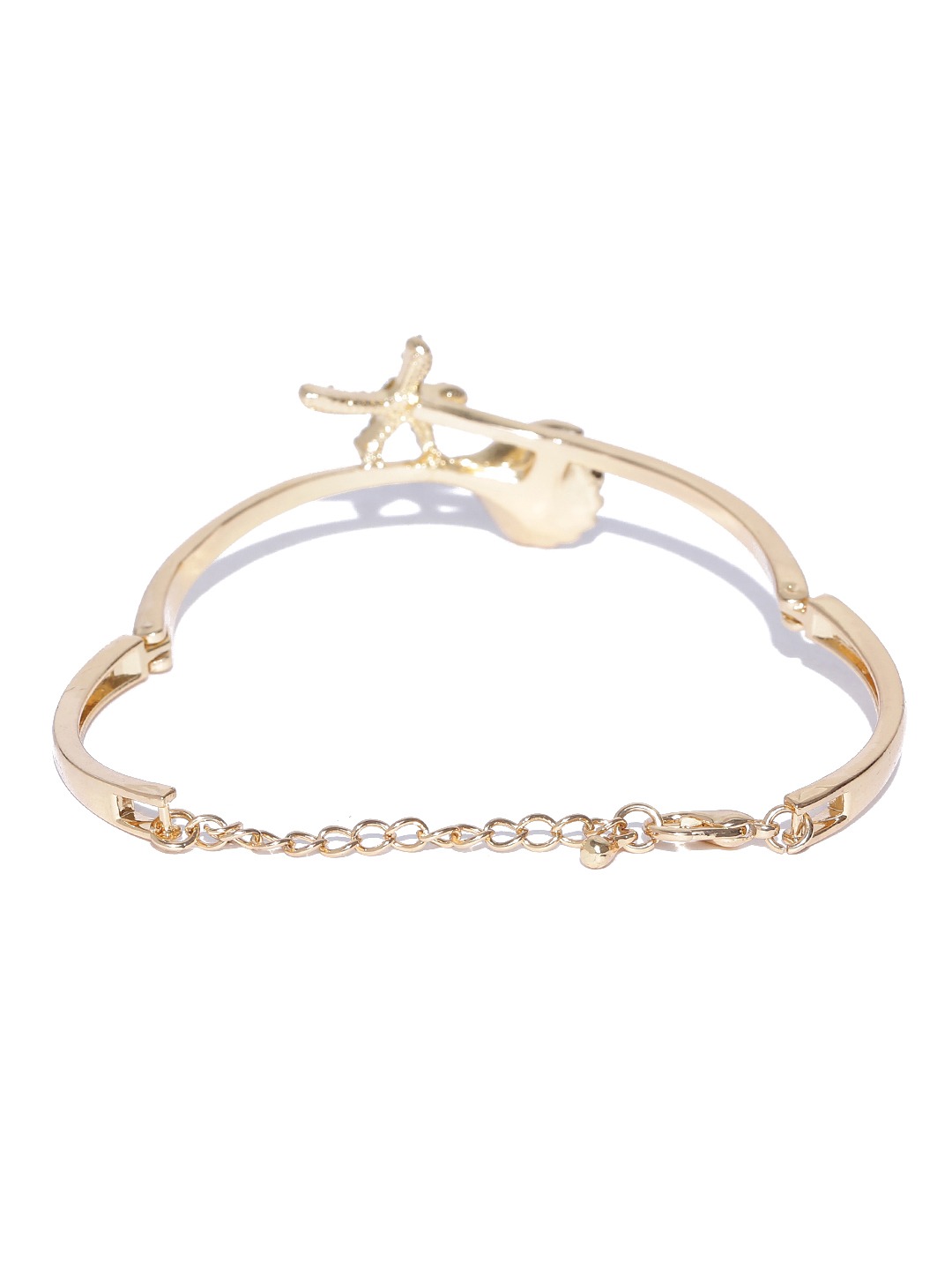 YouBella Gold-Toned Stone-Studded Beaded Bangle-Style Bracelet