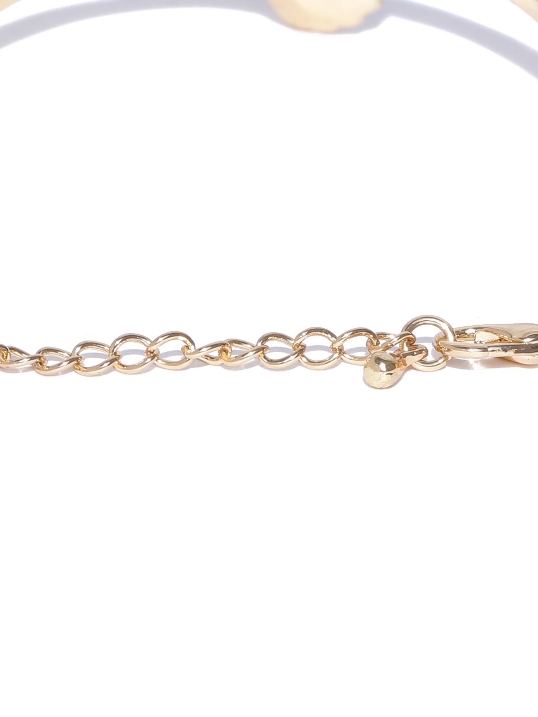 YouBella Gold-Toned Stone-Studded Beaded Bangle-Style Bracelet