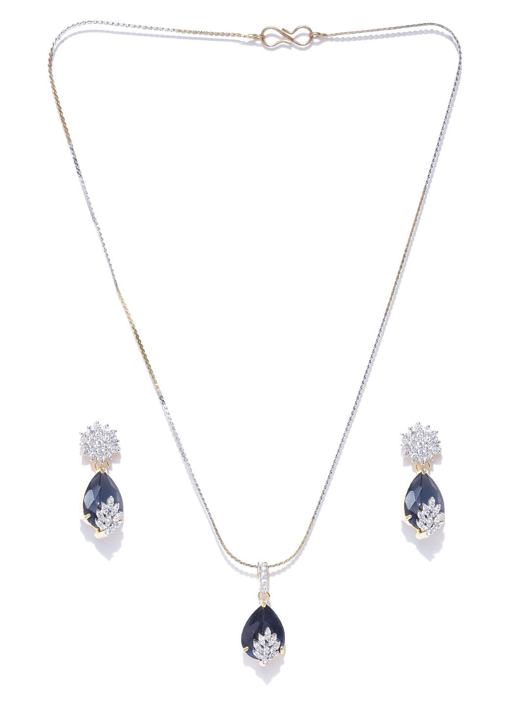 YouBella Gold-Toned  Navy Stone-Studded Jewellery Set
