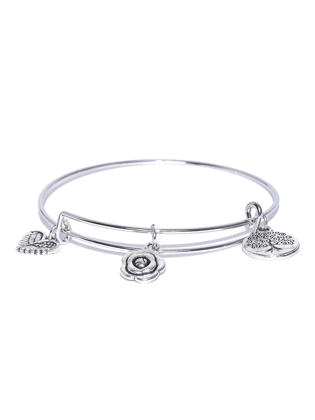 YouBella Oxidised Silver-Toned Charm Bracelet