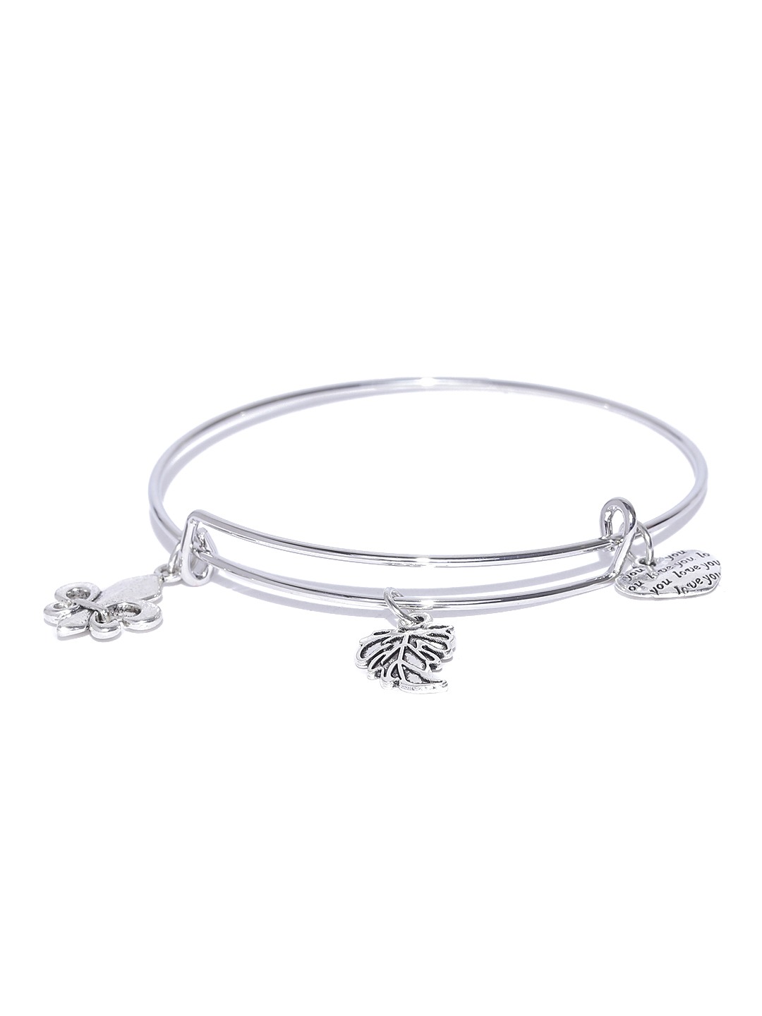 YouBella Oxidised Silver-Toned Charm Bracelet