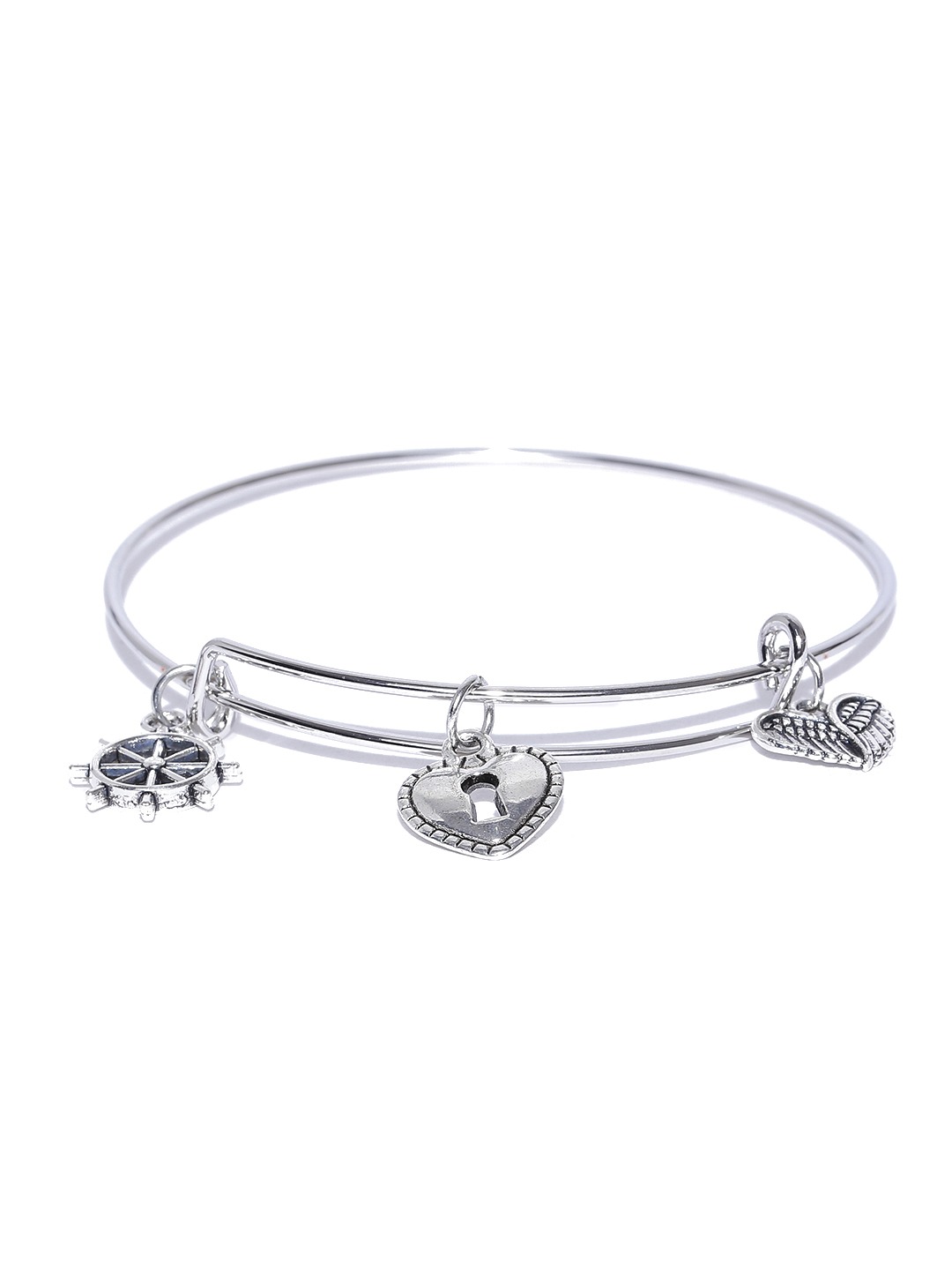YouBella Oxidised Silver-Toned Charm Bracelet