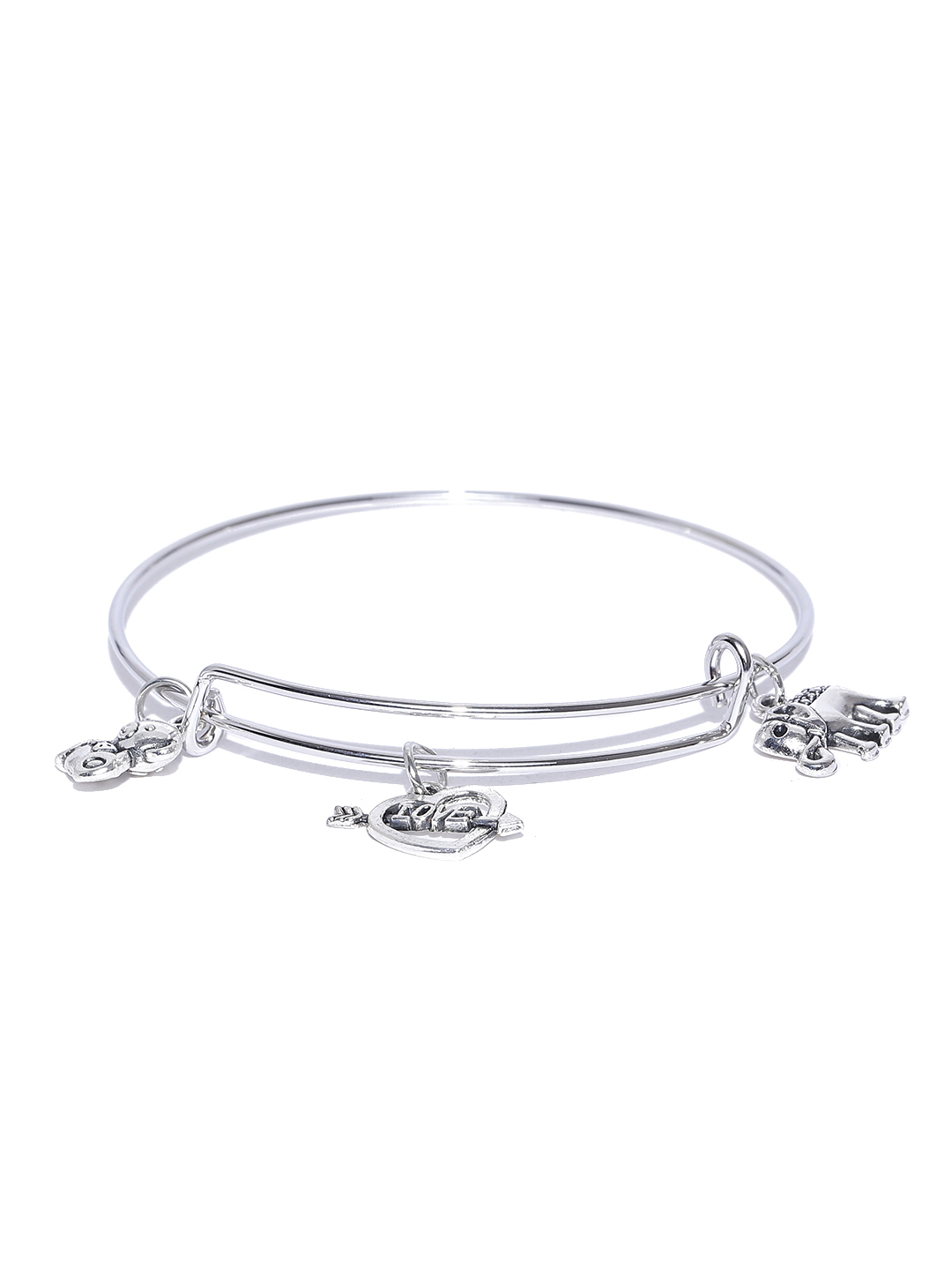 YouBella Oxidised Silver-Toned Charm Bracelet