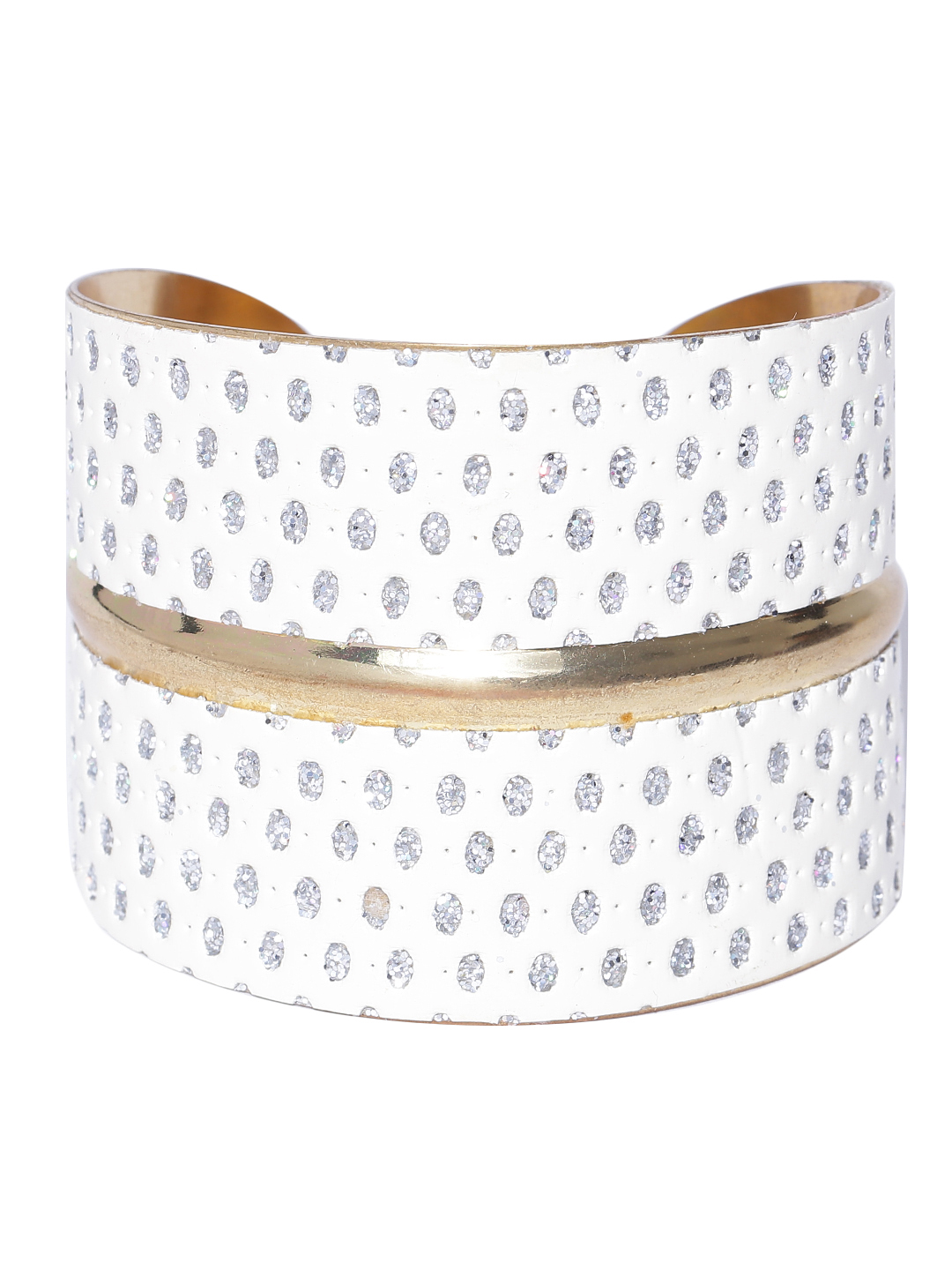 YouBella Gold-Toned  White Stone-Studded Cuff Bracelet