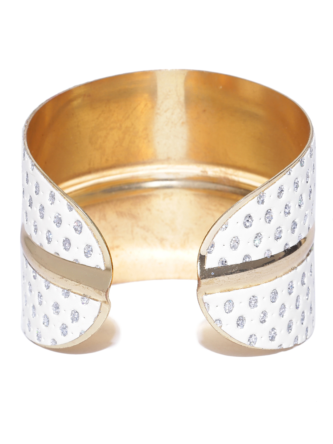 YouBella Gold-Toned  White Stone-Studded Cuff Bracelet