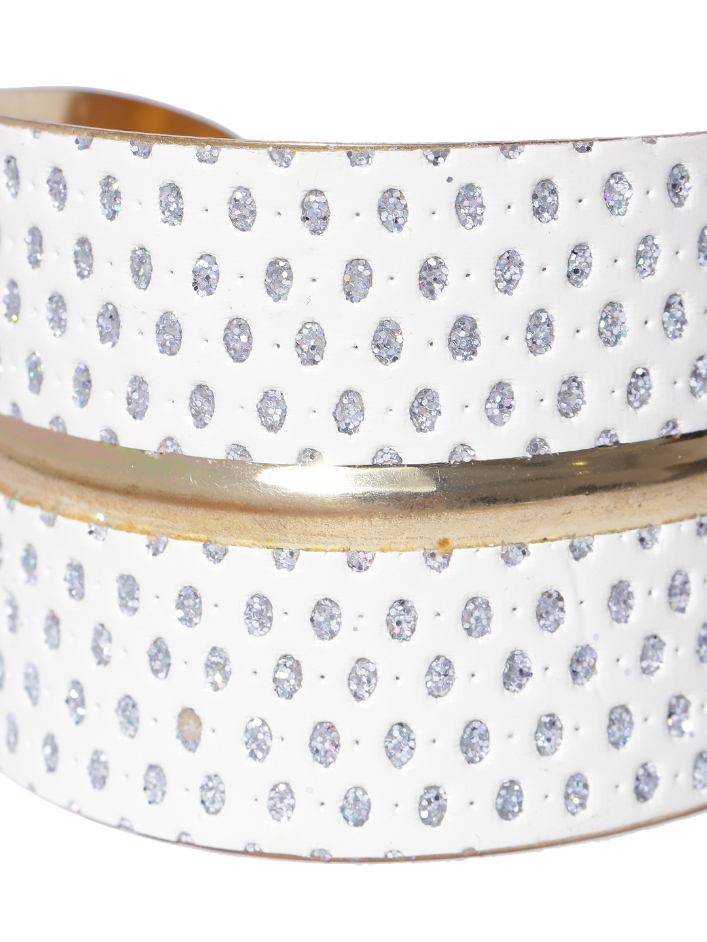 YouBella Gold-Toned  White Stone-Studded Cuff Bracelet