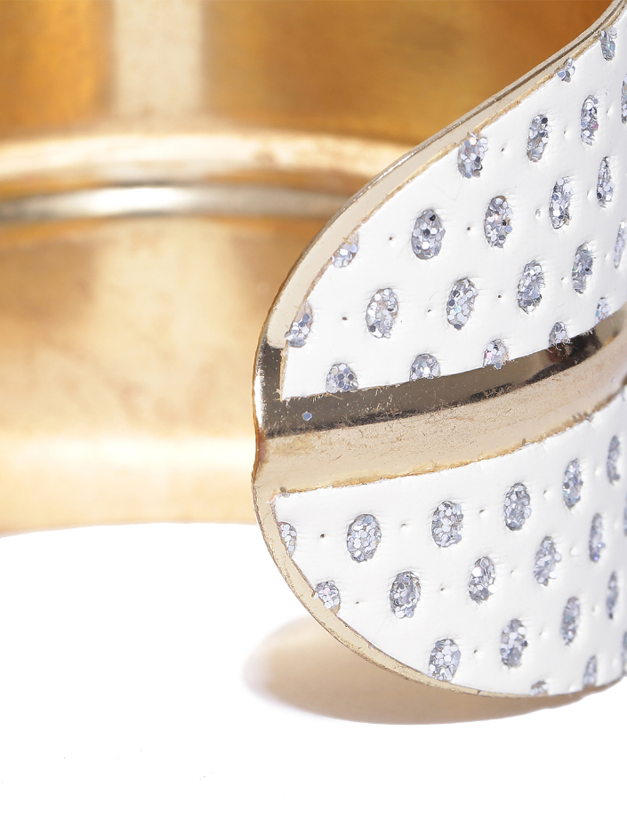 YouBella Gold-Toned  White Stone-Studded Cuff Bracelet
