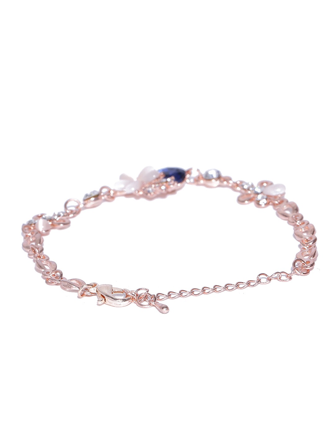 YouBella Rose Gold-Toned Stone-Studded Link Bracelet