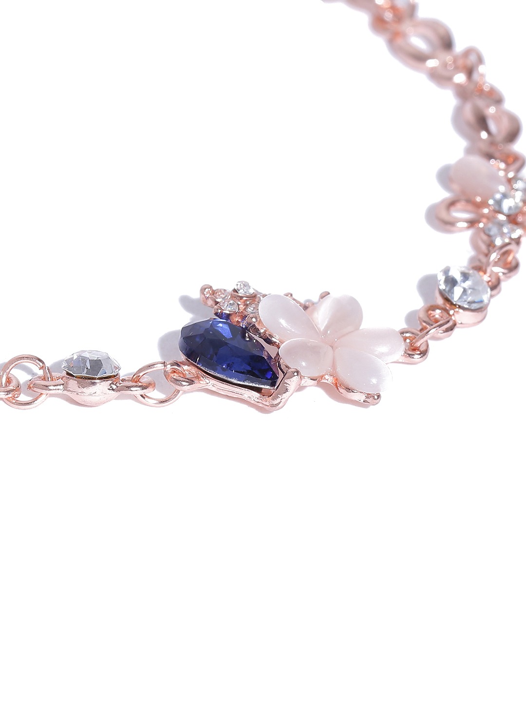 YouBella Rose Gold-Toned Stone-Studded Link Bracelet