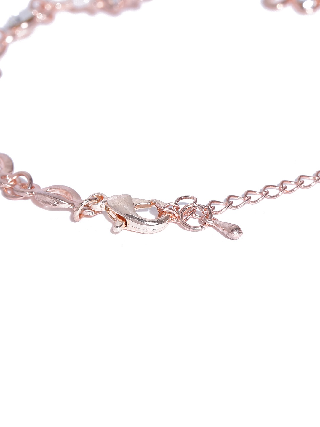 YouBella Rose Gold-Toned Stone-Studded Link Bracelet