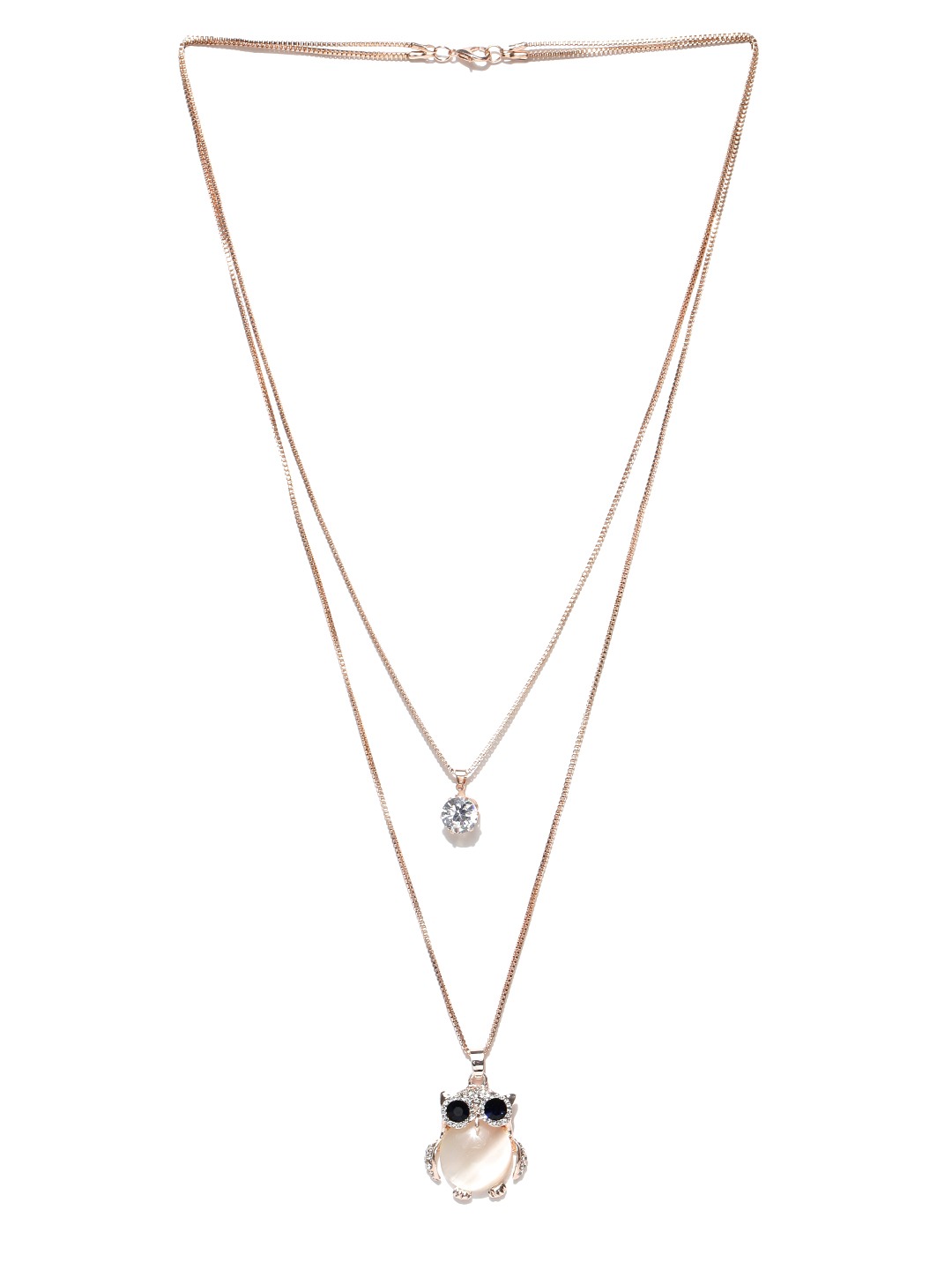 YouBella Gold-Toned  Off-White Owl-Shaped Metal Layered Necklace