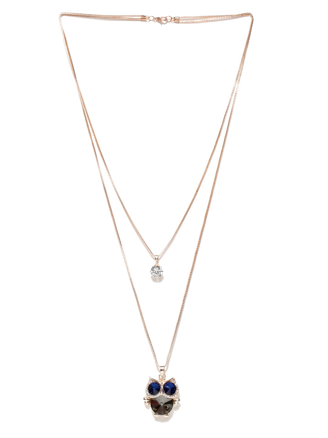 YouBella Gold-Toned  Black Owl-Shaped Metal Layered Necklace