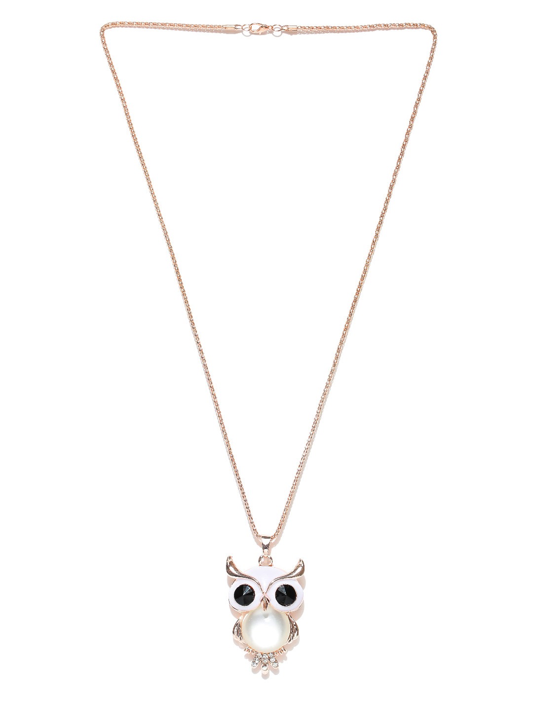 YouBella Gold-Toned  Off-White Owl-Shaped Metal Necklace