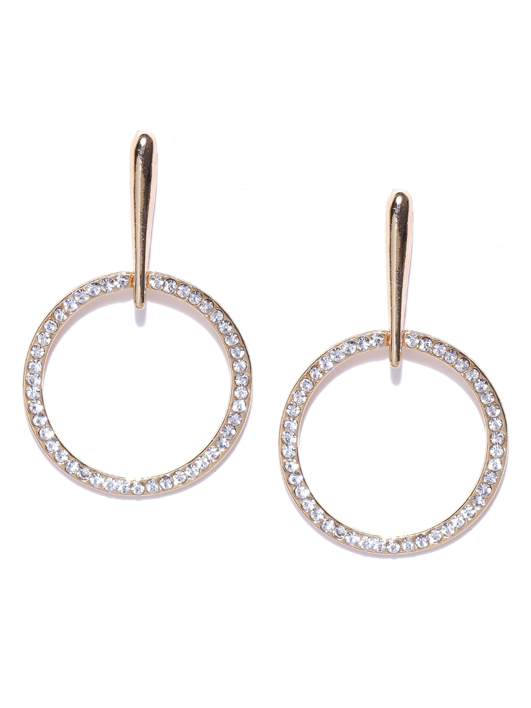 YouBella Off-White Gold-Plated Circular Drop Earrings