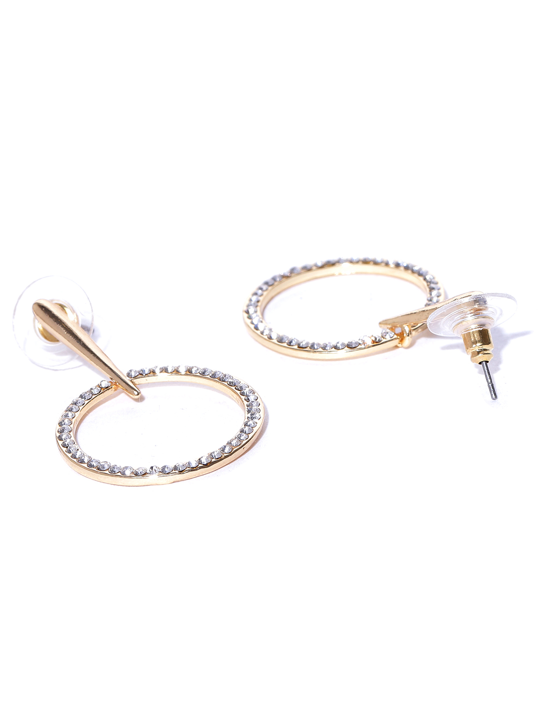 YouBella Off-White Gold-Plated Circular Drop Earrings