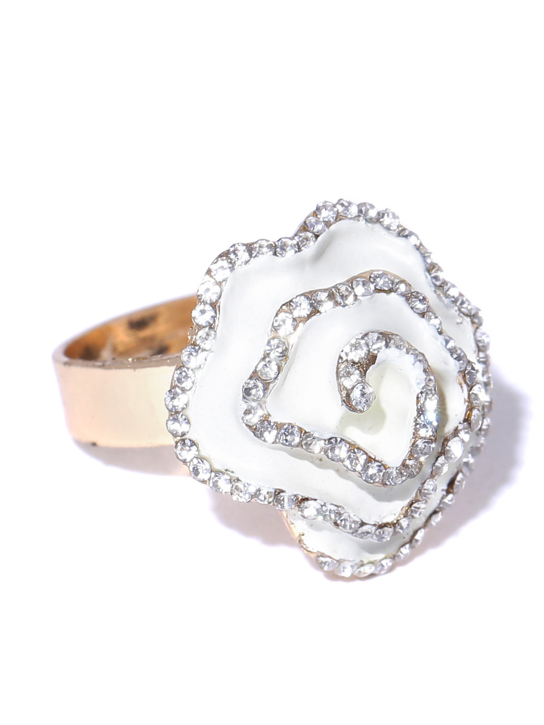 YouBella Off-White  Gold-Toned Stone-Studded Adjustable Ring