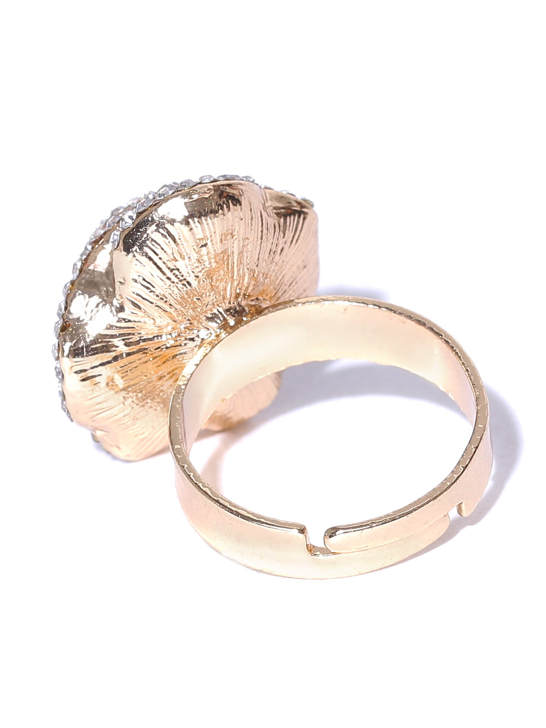 YouBella Off-White  Gold-Toned Stone-Studded Adjustable Ring