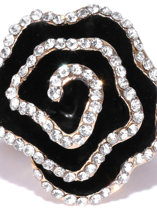 YouBella Black  Gold-Toned Stone-Studded Adjustable Ring