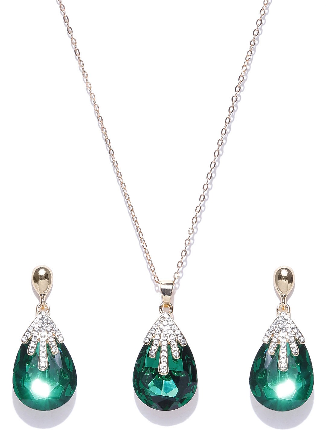 YouBella Gold-Toned  Green Stone-Studded Jewellery Set