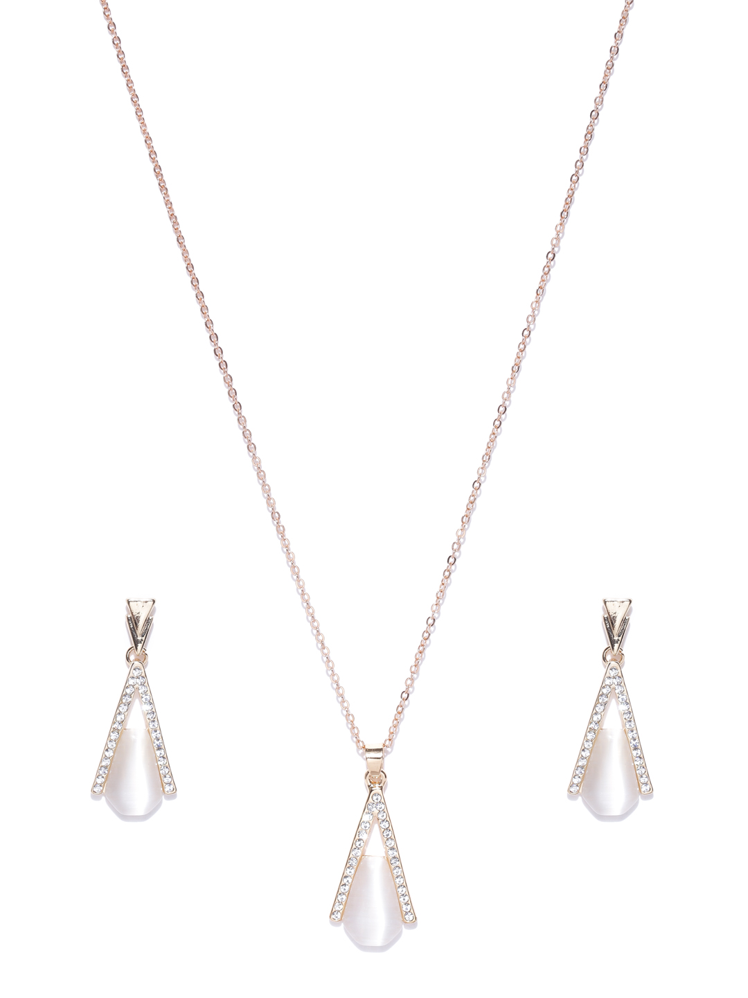 YouBella Gold-Toned  Off-White Stone-Studded Jewellery Set