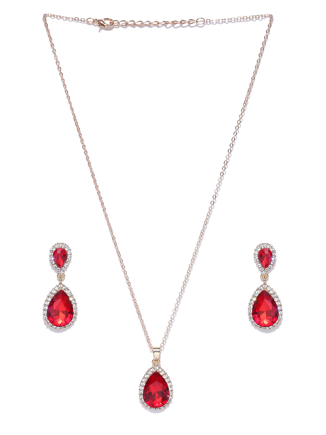 YouBella Gold-Toned  Red Stone-Studded Jewellery Set
